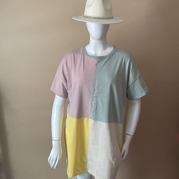 NWT Fashion Nova Limited Edition Colorblock Tee Dress - Sage - XL - Picture 12 of 15